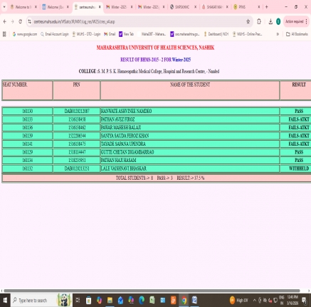 Exam Result Winter- 2025
